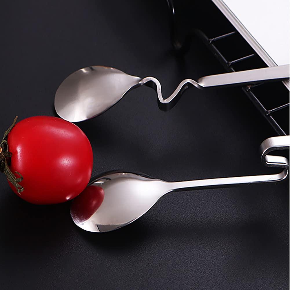 6 thìa thép không gỉ với tay cầm cong, thìa uống dài, thìa không gỉ không gỉ, thìa cà phê, thìa mật ong với tay cầm cong