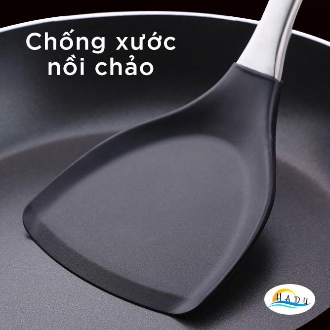 Muôi Múc Canh Xẻng Nấu Ăn Silicone Inox 304 Cao Cấp Đạt Chất Lượng Đức HADU