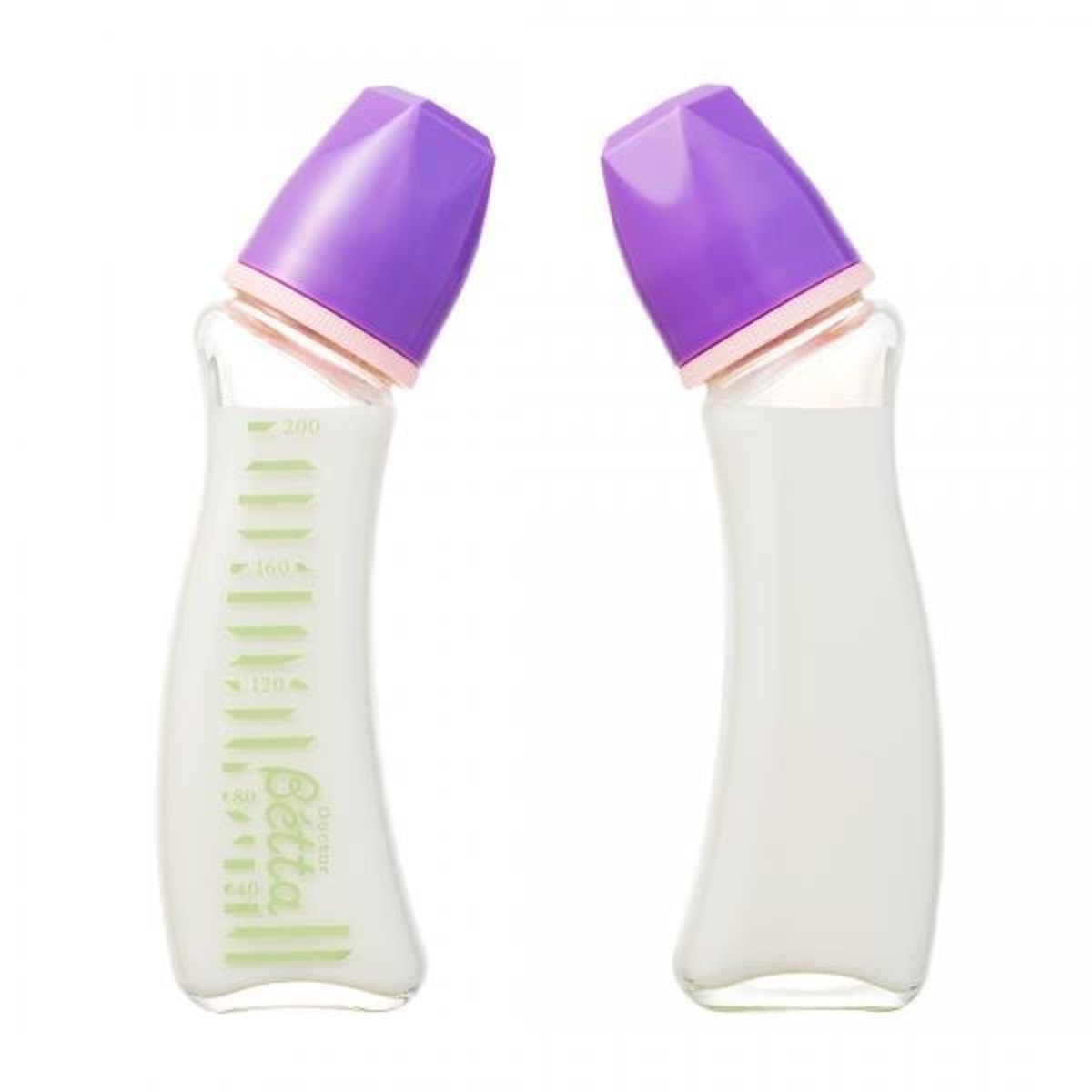 Bình sữa thủy tinh Betta Jewel G1 thiết kế thủ công 200ml nắp tím cho bé từ 0m