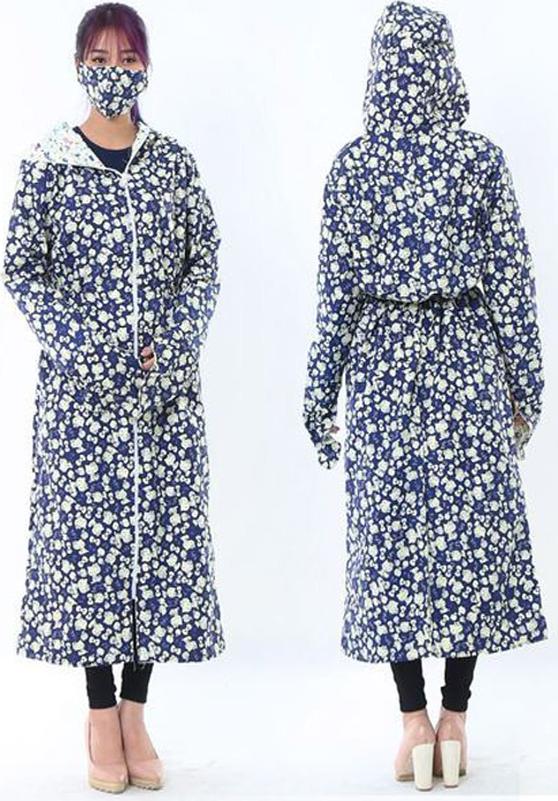 Bộ 02 áo khoác chống nắng toàn thân 2 lớp họa tiết vải thô kèm khẩu trang