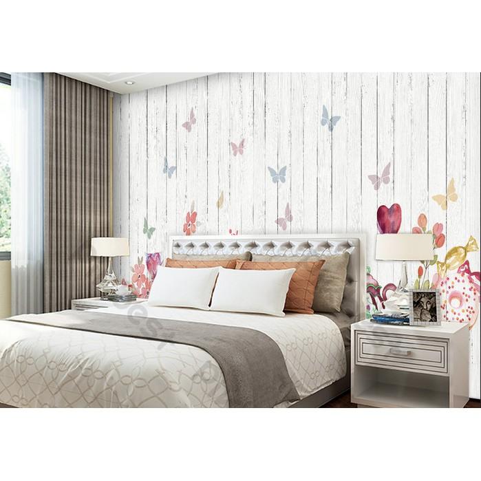 Tranh dán tường Tường bướm vui nhộn trang trí phòng em bé, tranh dán tường 3d hiện đại MS647598