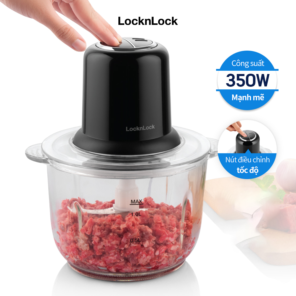 Máy xay thịt LocknLock - One Touch Meat Chopper - EJM116BLK (350W- 2L) - Màu đen - Hàng chính hãng