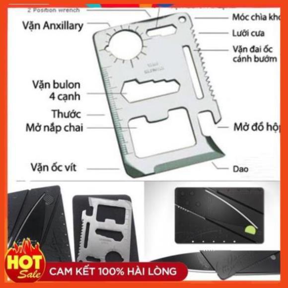 Combo 2 món miếng thép đa năng 11 công dụng và dao cắt hình ATM xếp gọn khi đi phượt dã ngoại, cắm trại