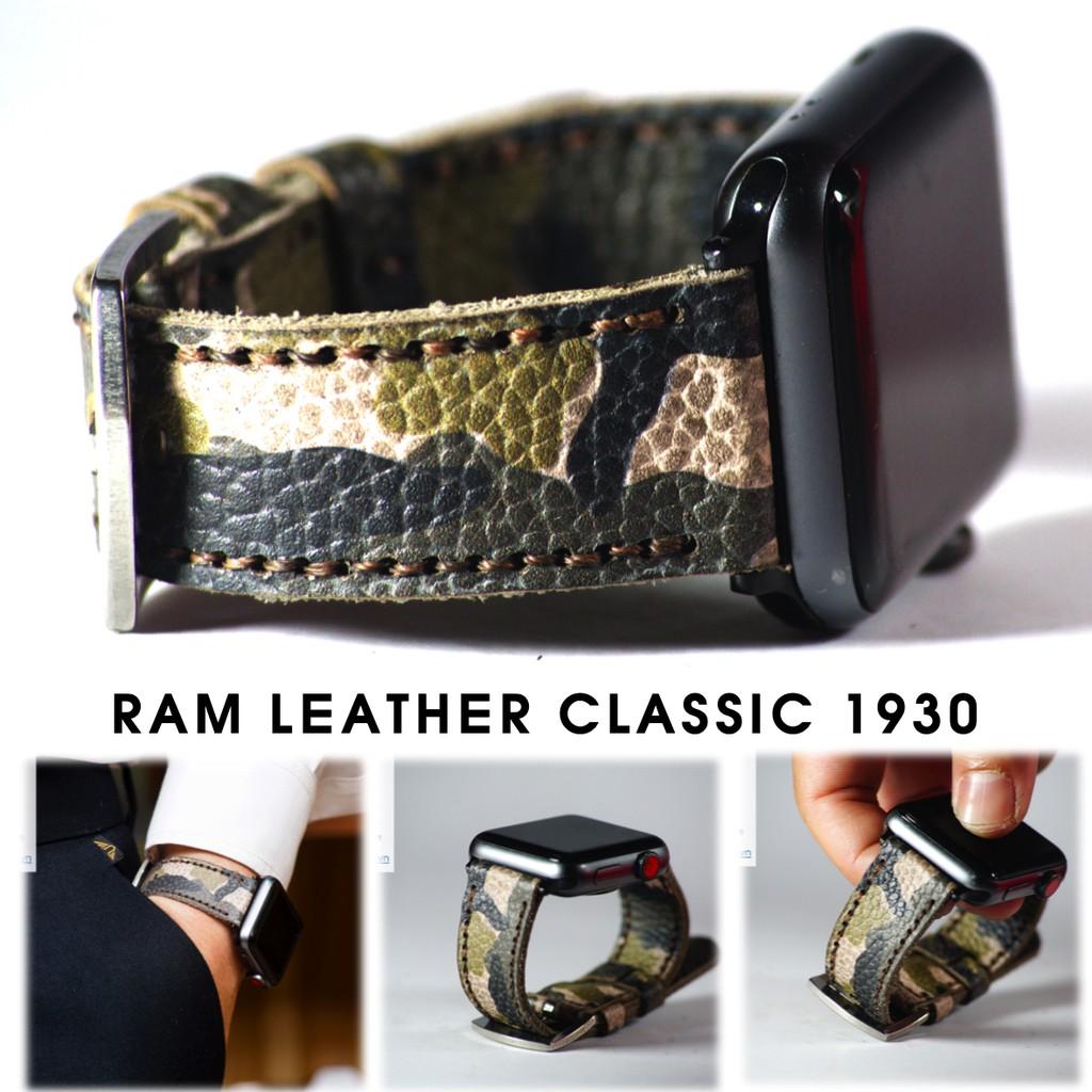 Dây đồng hồ da bò răn ri quân đội handmade - da bò thật - RAM classic 1930 (tặng đầy đủ khóa + chốt + cây thay dây)