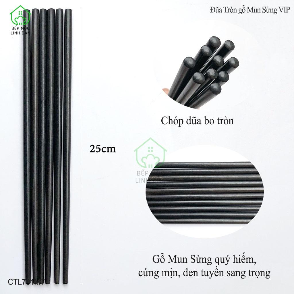 Đũa Mun Sừng Cao Cấp HAHANCO_Gỗ Mộc Siêu Sạch_Bộ 10 Đôi Tròn