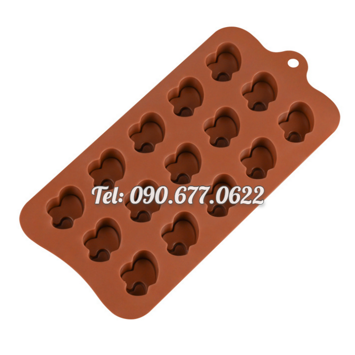 Khuôn silicone làm rau câu, socola 15 hình tim lớn kèm tim nhỏ – Mã số 1468