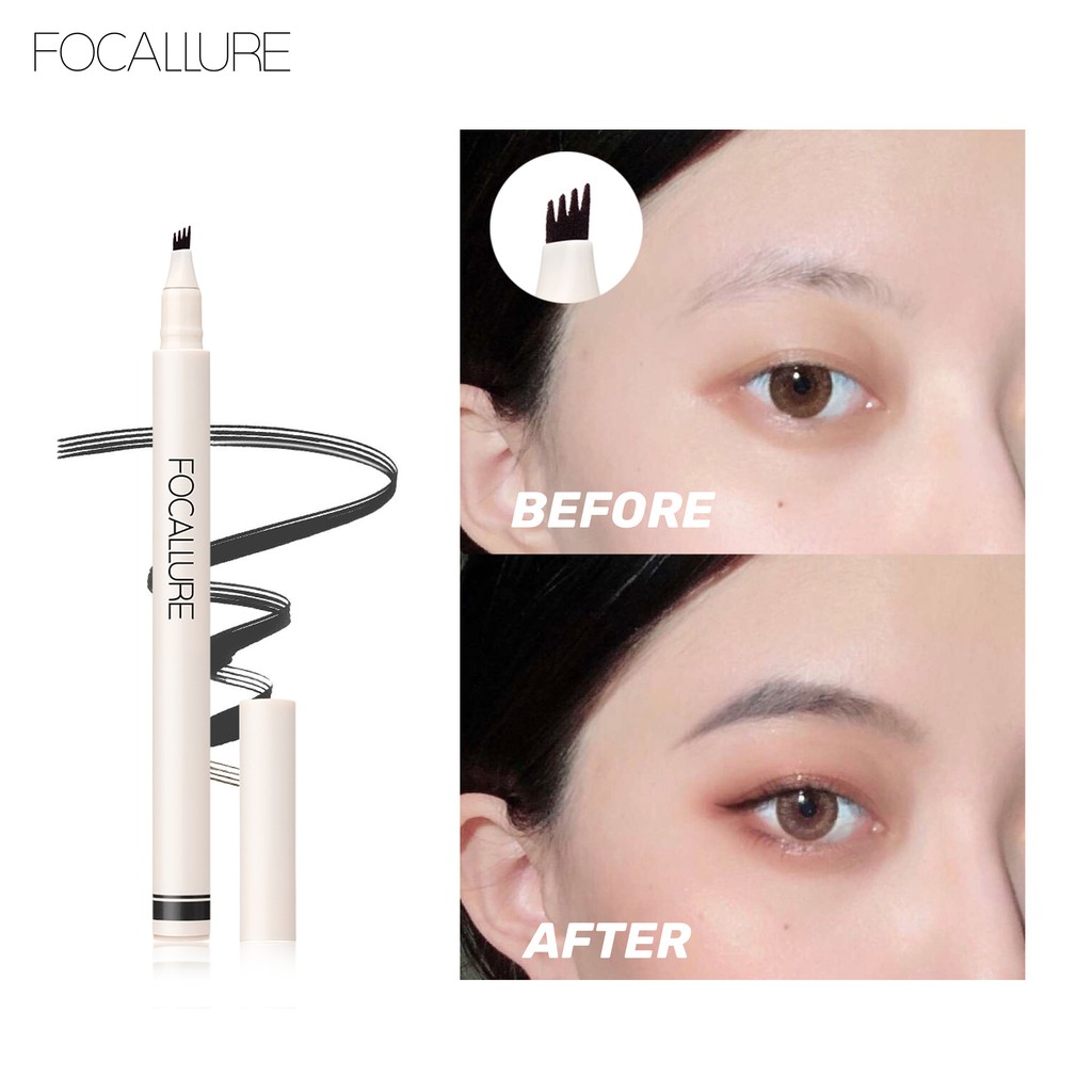 Bút kẻ mày phẩy sợi bền màu chống thấm nước FOCALLURE 4 sợi 10g