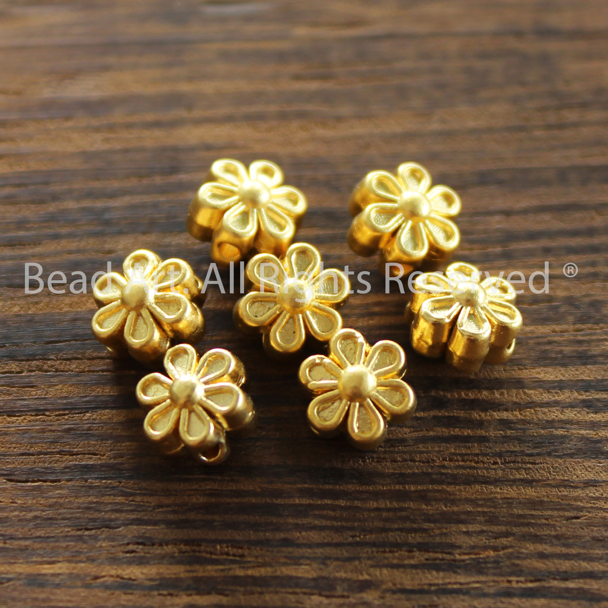 7x6MM Hoa Cúc Nhỏ Mạ Vàng Thủ Công Thổ Nhĩ Kỳ , Phối Vòng Tay, Chuỗi Hạt, Trang Sức Phong Thuỷ - Bead Art