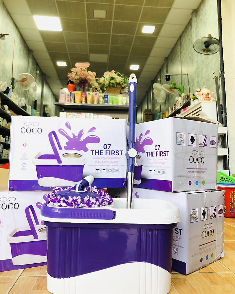 Bộ lau nhà tròn xoay 360 Coco 07 Tặng kèm 2 bông lau