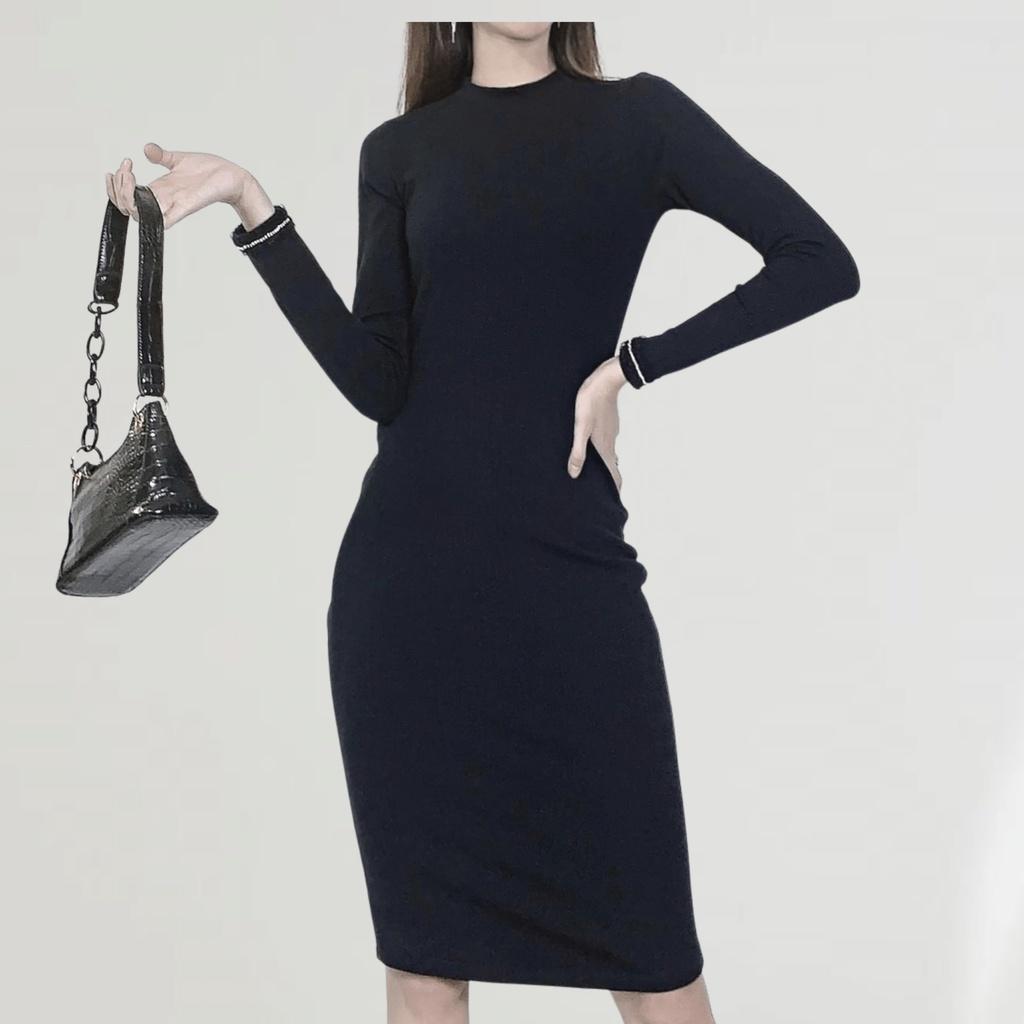 Váy đầm nữ body len tăm dáng dài đính đá freesize V56