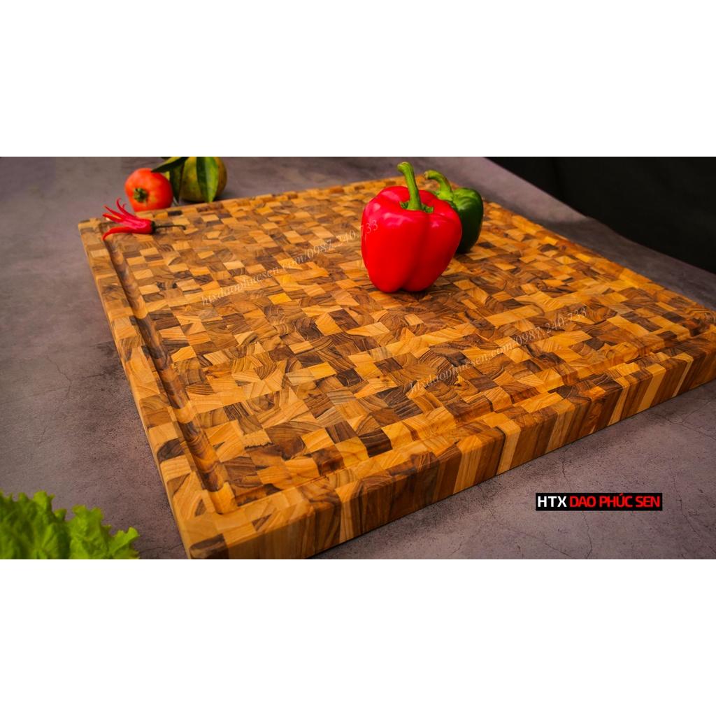 Thớt Gỗ Teak Cao Cấp - Chặt thái, Trang Trí - 45x45x3,8cm - VDC06 | HTX DAO PHÚC SEN