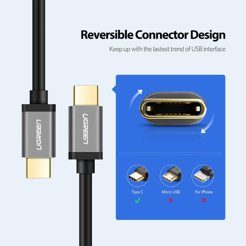 Ugreen UG30532US187TK 0.5M màu Đen Cáp dữ liệu USB Type-C sang USB 3.0 truyền dữ liệu từ máy tính ra điện thoại - HÀNG CHÍNH HÃNG