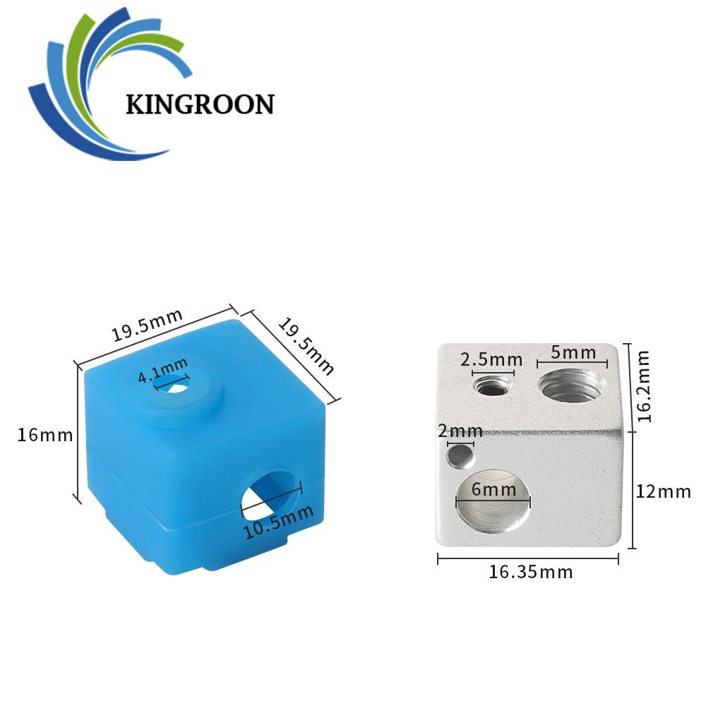 KINGROON E3D V5 J-Đầu Làm Nóng Khối Đùn Nhôm HotEnd V5 Làm Nóng Khối Ốp Lưng Silicon Bao 3D Máy In Phần 16*16*12Mm