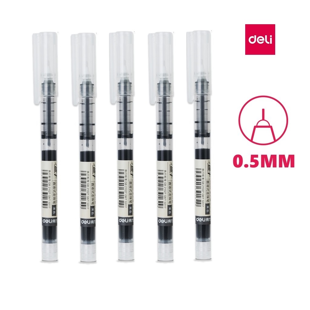 Combo 5 cây bút bi nước bút gel - bút lông kim - viết thư pháp - Ống bút liền mực 0.5mm Deli - S856