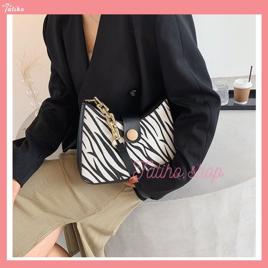 Túi Xách Kẹp Nách Họa Tiết Da Báo Ngựa Vằn & HOUNDSTOOTH Form Đẹp Sang Trọng Dạo Phố - Mã