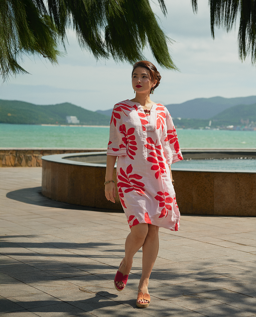 Đầm Suông Linen Thêu Phúc DRE233 thời trang thiết kế Hity