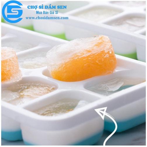 Khay làm đá hình Vuông silicon có nắp 14 viên đế mềm, khay làm thạch hoa quả G253-khayda-V