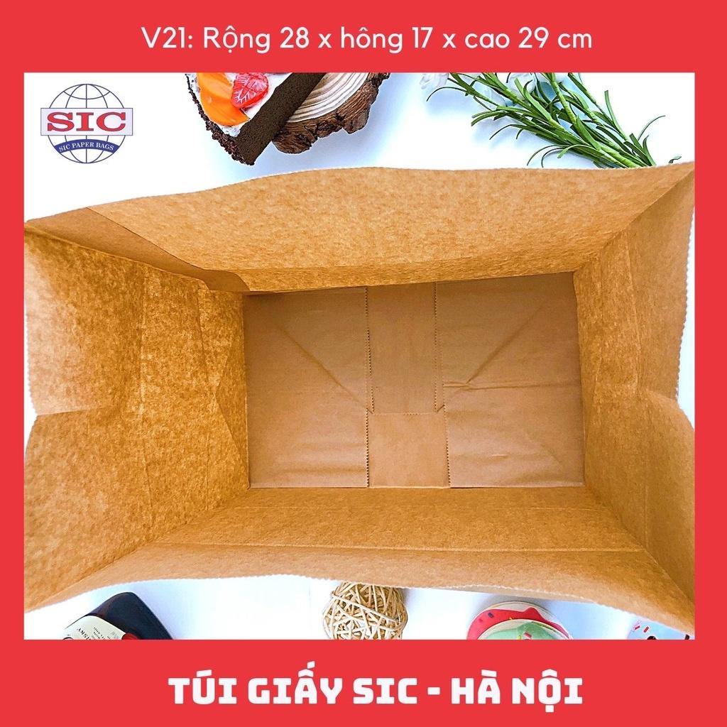 100 CHIẾC TÚI GIẤY KRAFT: V21: 28x17x29cm KHÔNG QUAI ĐỰNG ĐỒ ĂN, BÁNH, TRANG SỨC, CHÈ, CAFE