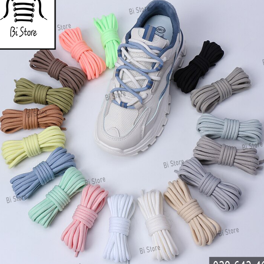[Bán theo cặp] Dây giày tròn Yeezy, Balenciaga, MLB,... phù hợp với các loại giày thể thao [Bảng 20 màu