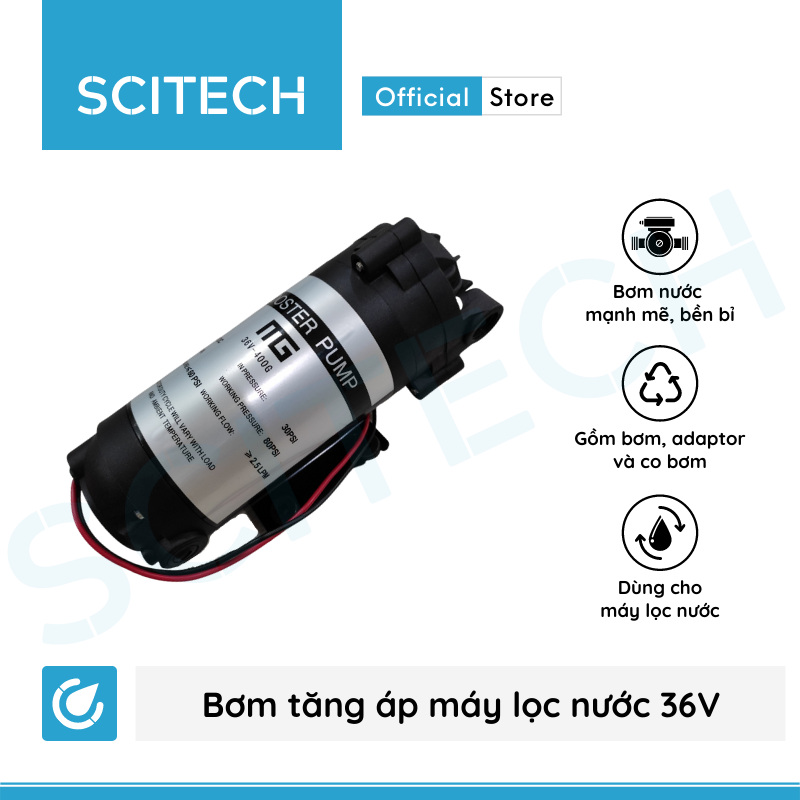 Bơm tăng áp máy lọc nước 36V (Tặng kèm co bơm) - Hàng chính hãng