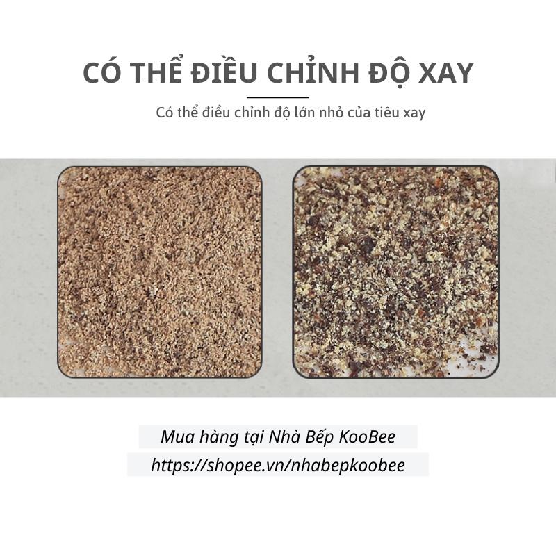 Lọ xay hạt tiêu cầm tay cao cấp KooBee - Máy xay hạt tiêu đen, tiêu sọ, muối hồng, ớt khô đa năng tiện dụng