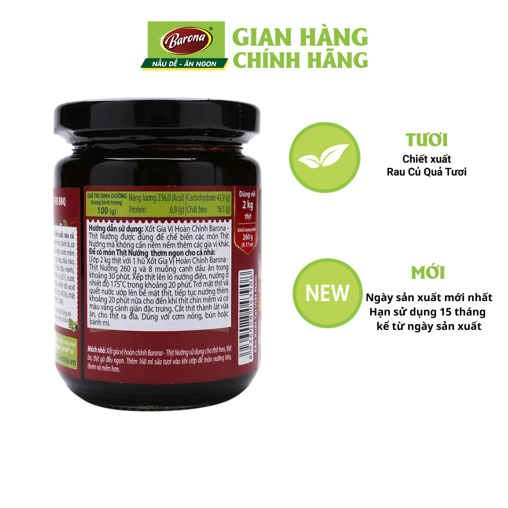 Xốt gia vị hoàn chỉnh Barona - Thịt Nướng 260gr