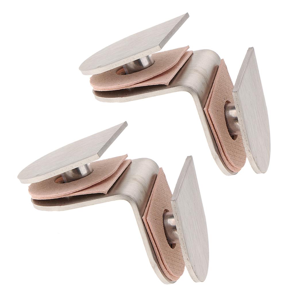 2pcs Stainless Steel Shower Glass Door Panel Fixed Clips  90 Degree 2-side