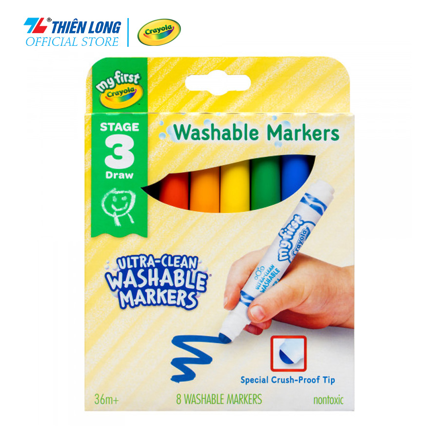 Bộ 8 màu bút lông có thể rửa được My First Crayola 8ct Washable Markers