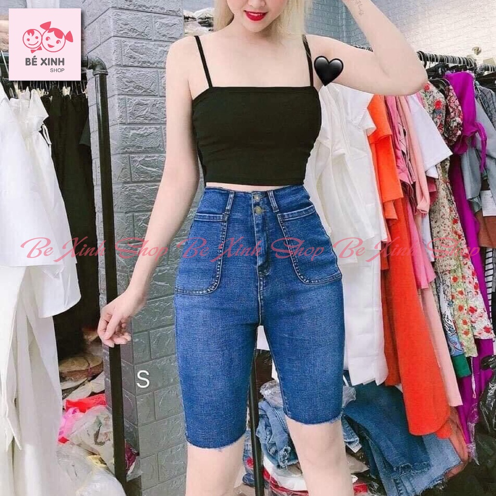 Quần jean bò ngố nữ jean ngố lửng Quần nữ bò LƯNG CAO form ôm dáng lửng lỡ chất co giãn
