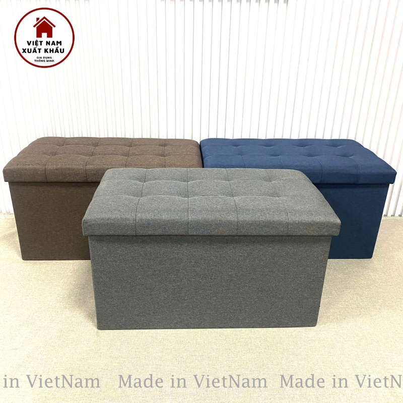 Bộ 2 Ghế kiêm hộp đựng đồ chất vải oxford 600D sang trọng size L 39x39xcao40cm và XL 70x39xcao40cm