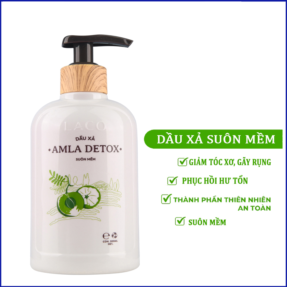 Dầu xả tóc suôn mềm hữu cơ AMLA DETOX LACO – Nuôi dưỡng tóc giúp tóc suôn mềm, óng mượt