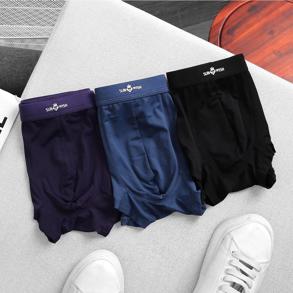 Quần lót nam sịp đùi cao cấp boxer thun lạnh thông hơi bigsize sexy combo 3 chiếc xuất nhật sunwish