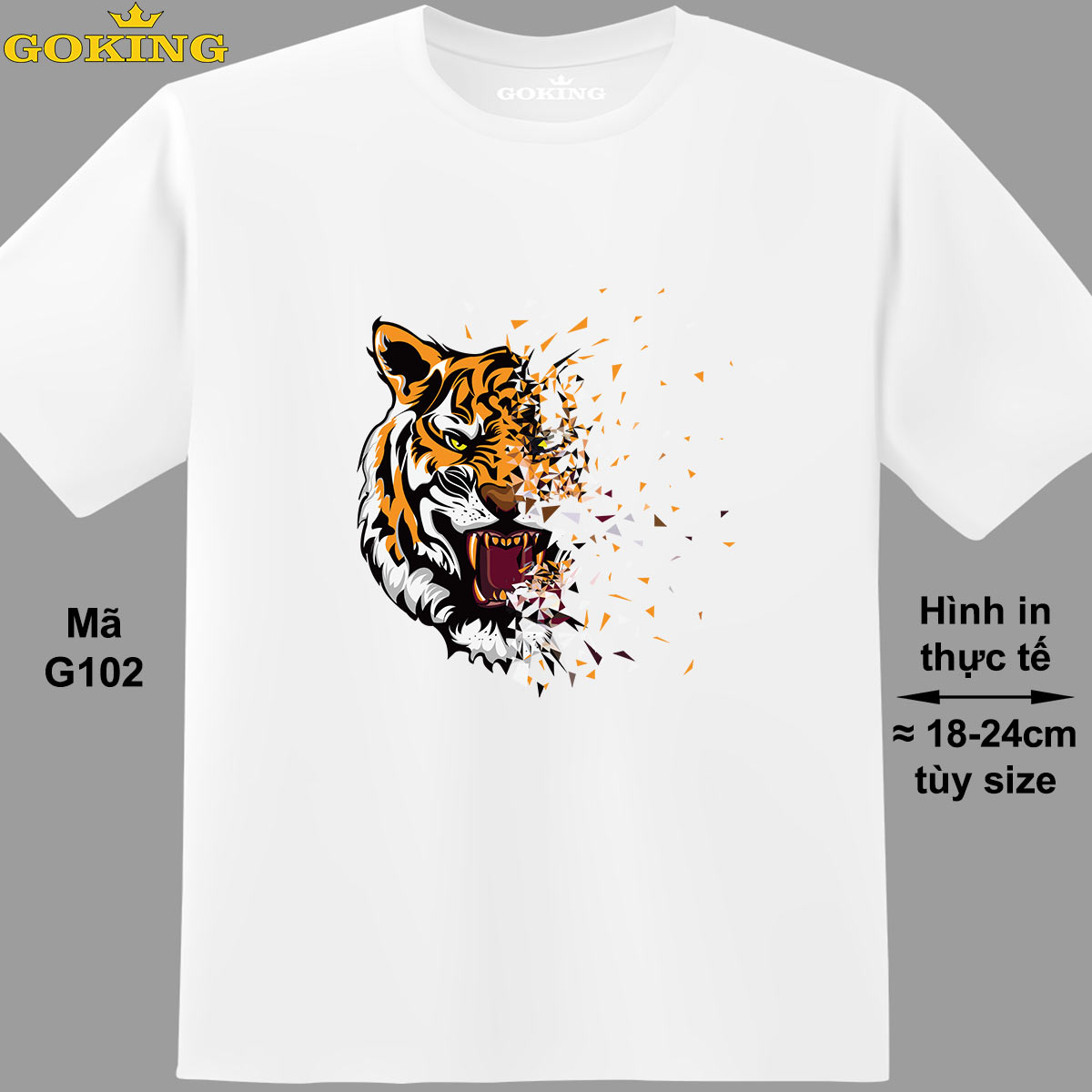 Art Tiger, mã G102. Áo thun in đầu hổ siêu đẹp, form unisex cho nam nữ, trẻ em. Áo phông GOKING hàng hiệu, quà tặng cao cấp cho gia đình, cặp đôi, hội nhóm, doanh nghiệp