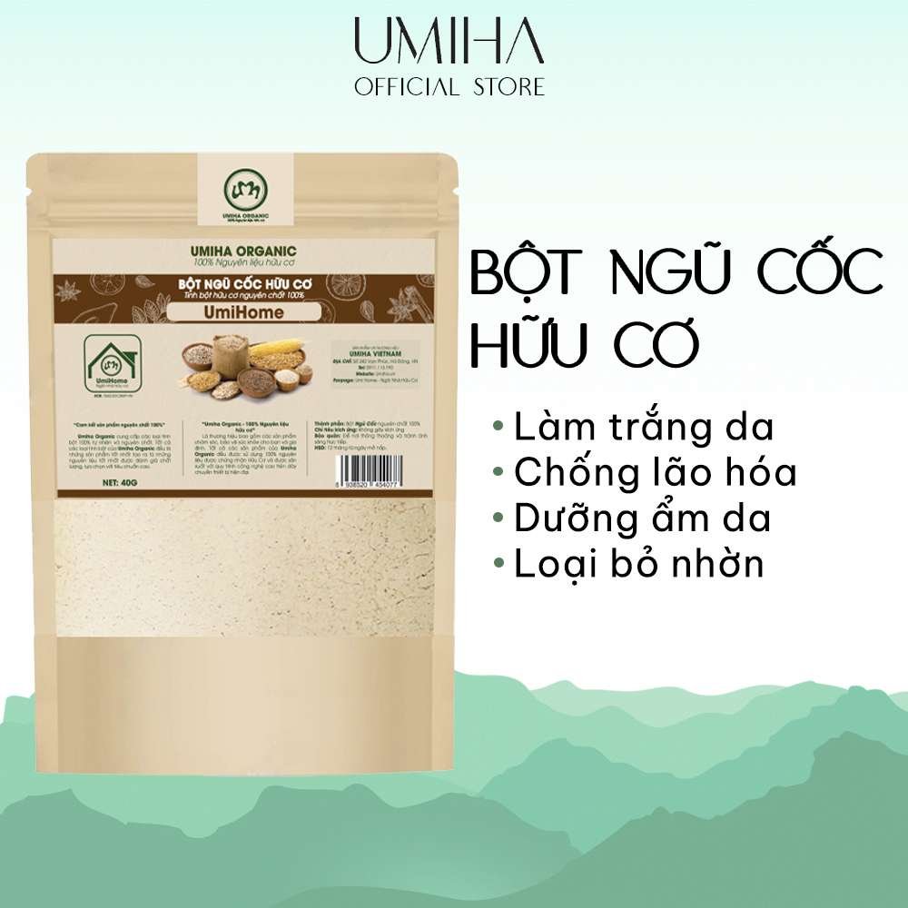 Bột Ngũ Cốc dưỡng da hữu cơ UMIHOME nguyên chất 135G | Dùng đắp mặt nạ làm trắng, chống lão hóa da hiệu quả