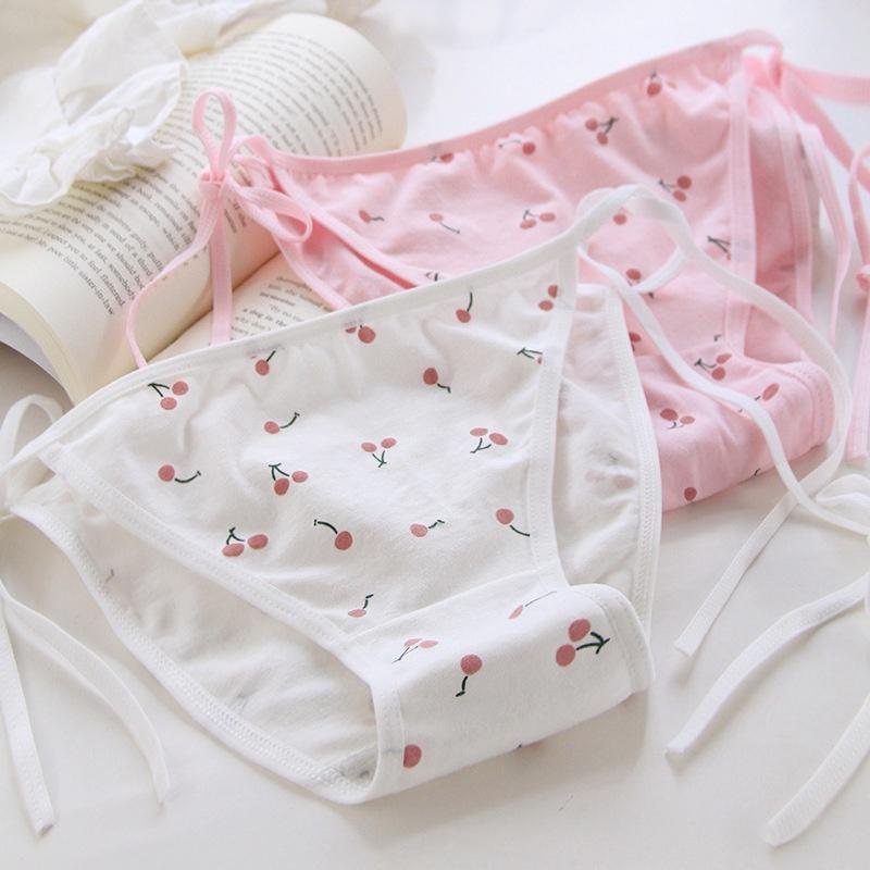 Quần Lót Nữ Cotton Thời Trang Buộc Dây Hông Hình Cherry Ngang Eo Hàng Loại Đẹp.