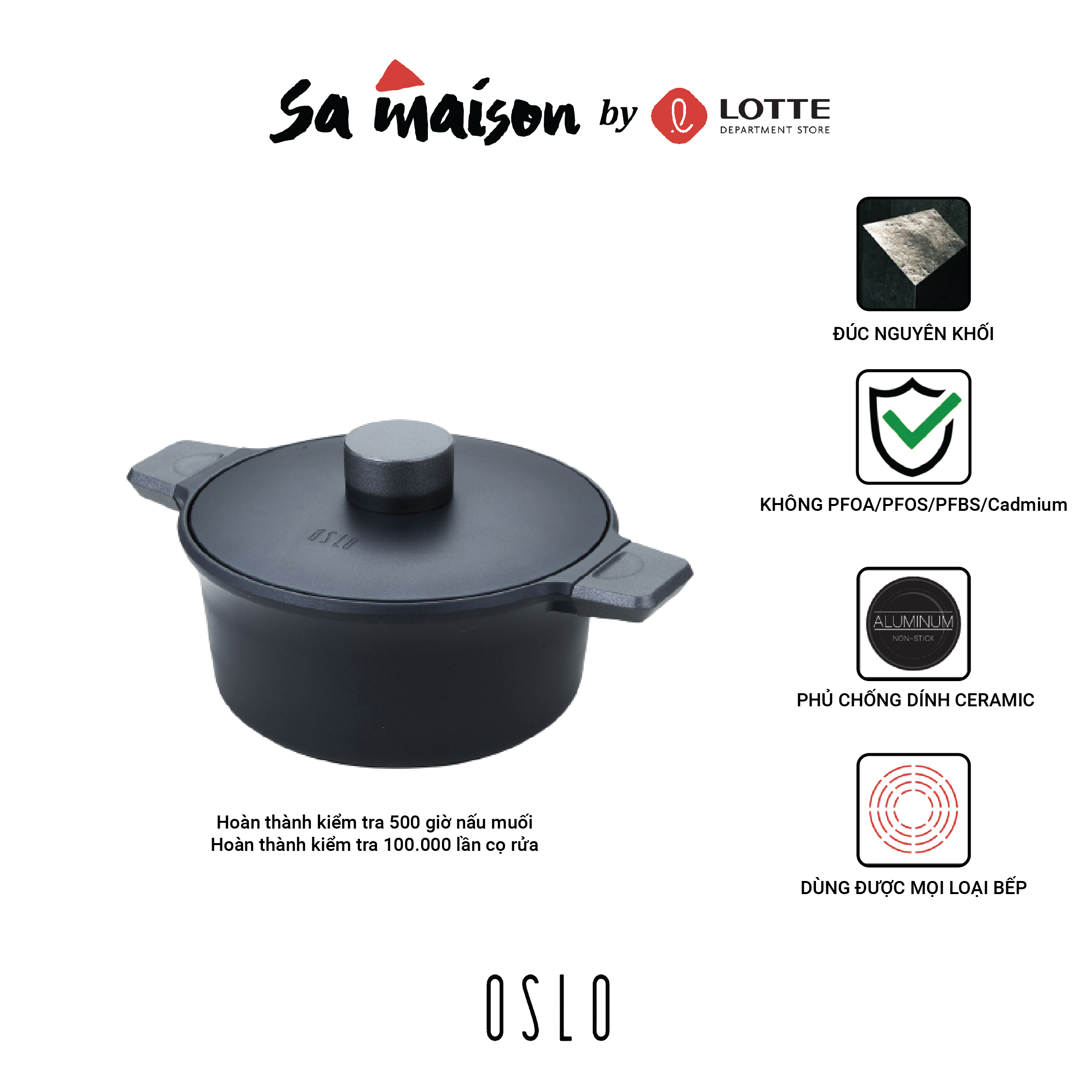 Nồi chống dính nắp nhôm Oslo Kokker 22cm