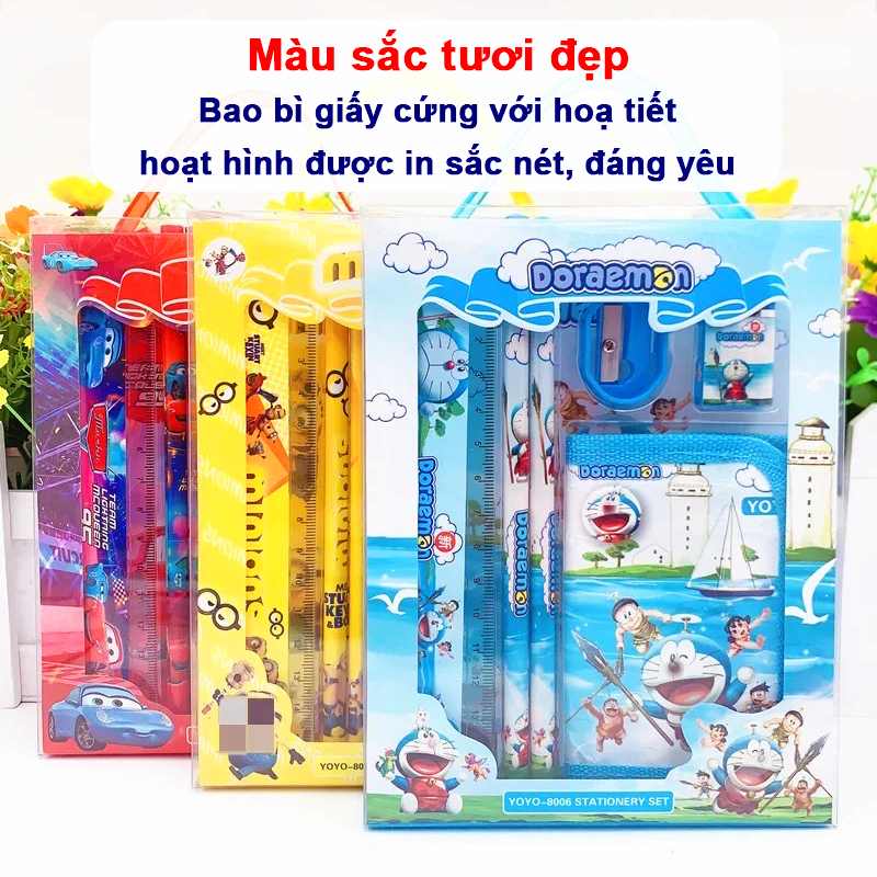 Bộ đồ dùng học tập nhiều họa tiết Baby-S, Bộ dụng cụ học tập 6 món cao cấp đáng yêu cho bé – SH057