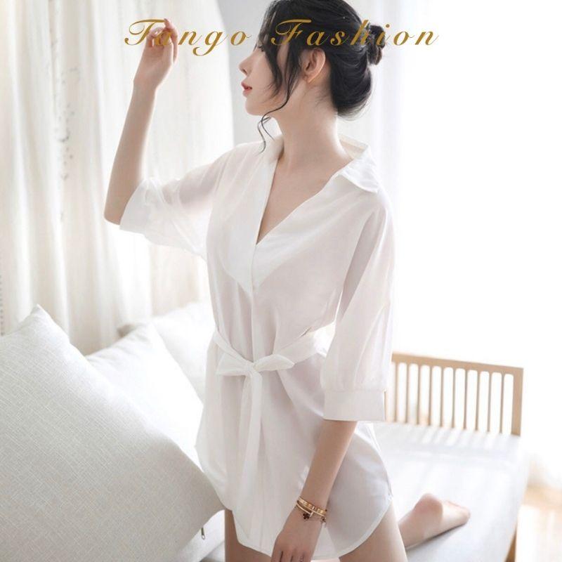 Áo sơ mi ngủ nữ cao cấp - váy ngủ đẹp dài quyến rũ, đồ mặc nhà gợi cảm