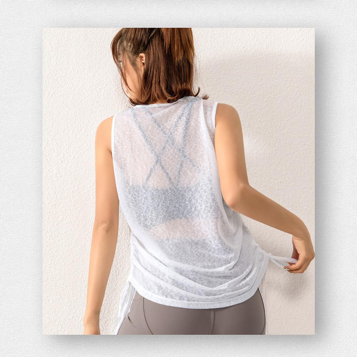 "NEW 2026" Áo Tank Top Dây Rút Thể Thao Nữ " HOT HOT" - Trắng