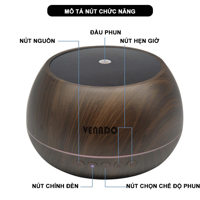 Máy xông tinh dầu 1000ml kiêm loa bluetooth không dây nghe nhạc cực chill Venado