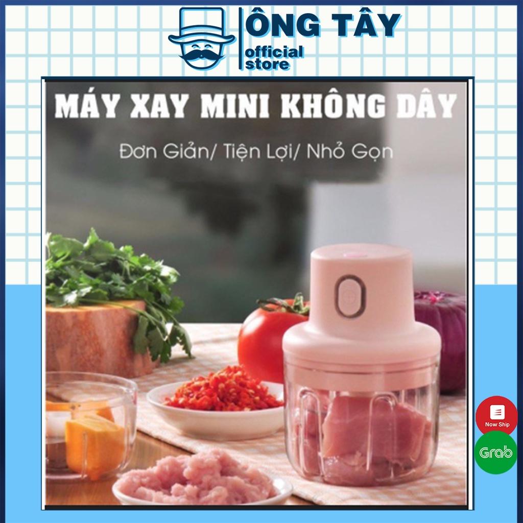 Máy xay điện đa năng cầm tay 250ml, cổng sạc Usb, xay tỏi ớt, xay thịt, xay rau củ quả