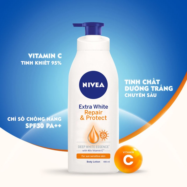 Sữa Dưỡng Thể Dưỡng Trắng Nivea Giúp Phục Hồi &amp; Chống Nắng SPF 30 (350ml) - 88311