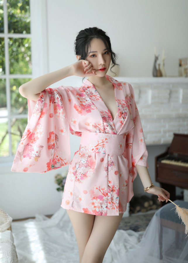 Áo Ngủ Kimono Gợi Cảm Kèm Chip