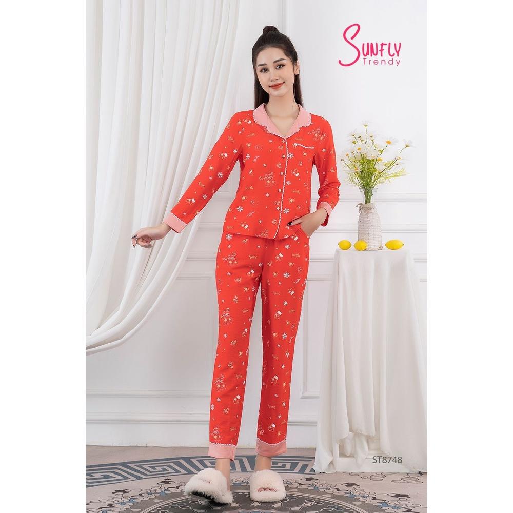 ST8748 BỘ PIJAMAS LINEN ÁO DÀI QUẦN DÀI
