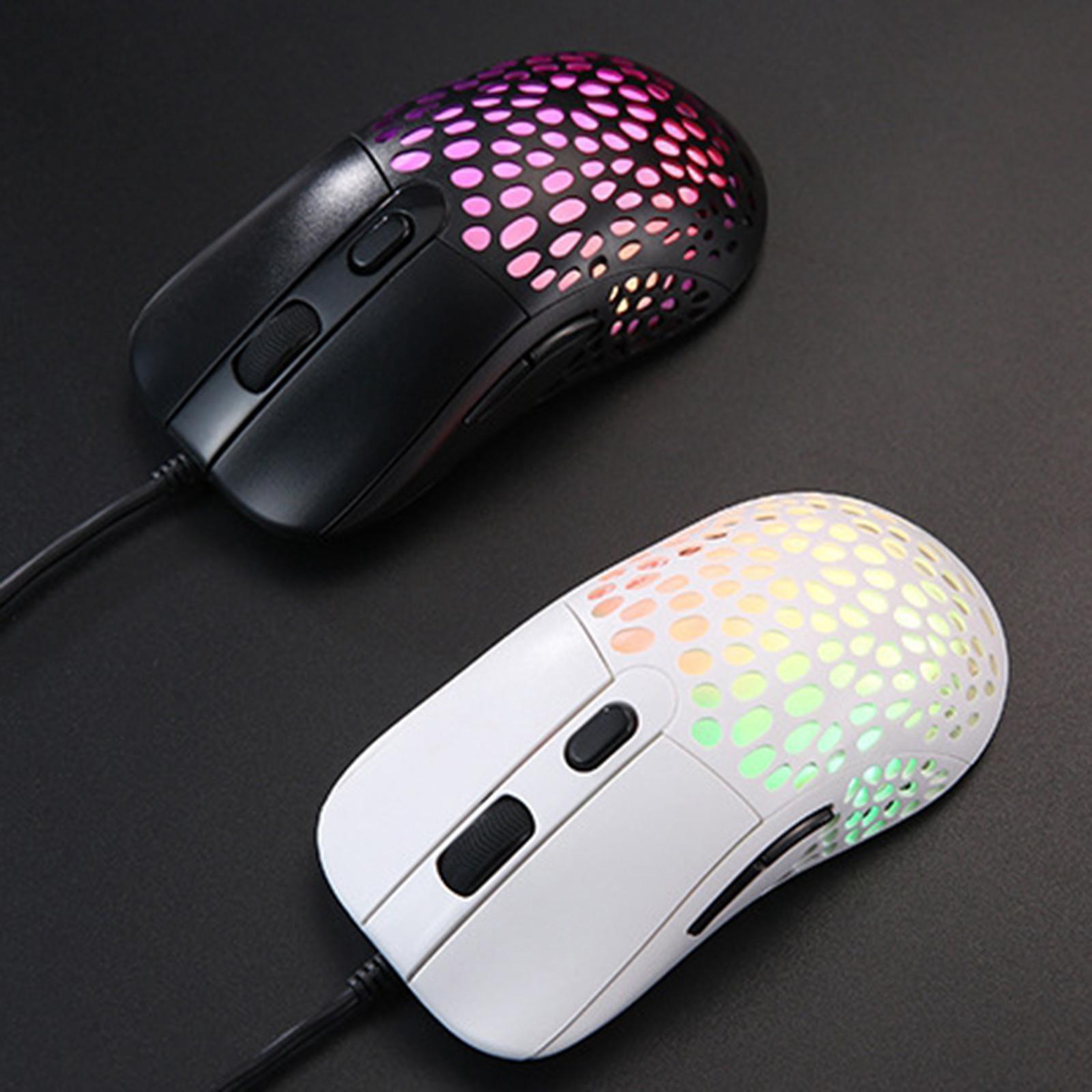 Ultralight RGB Gaming Mouse Wired Hollow-Out Design, 6400 DPI High-Precision Optical Sensor