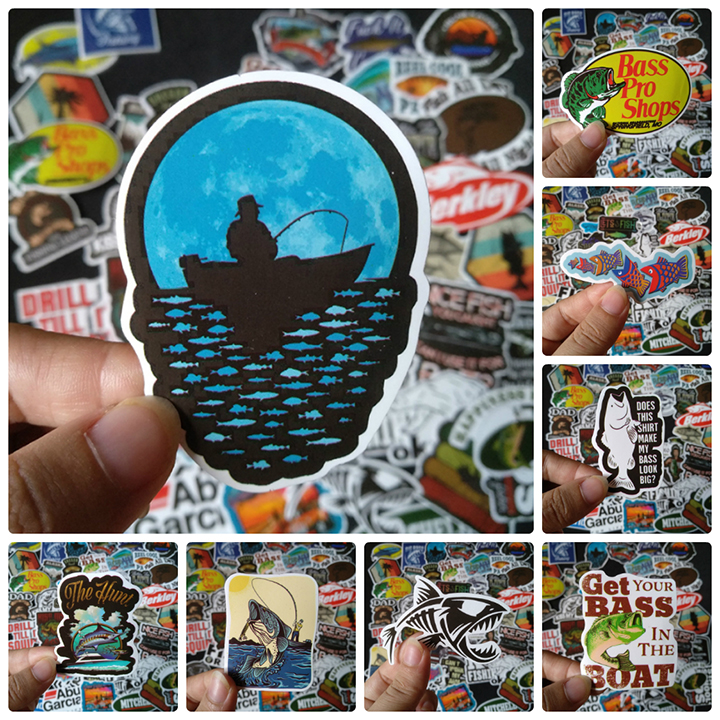 Bộ Sticker dán cao cấp chủ đề CÂU CÁ - FISHING - Dùng dán Xe, dán mũ bảo hiểm, dán Laptop