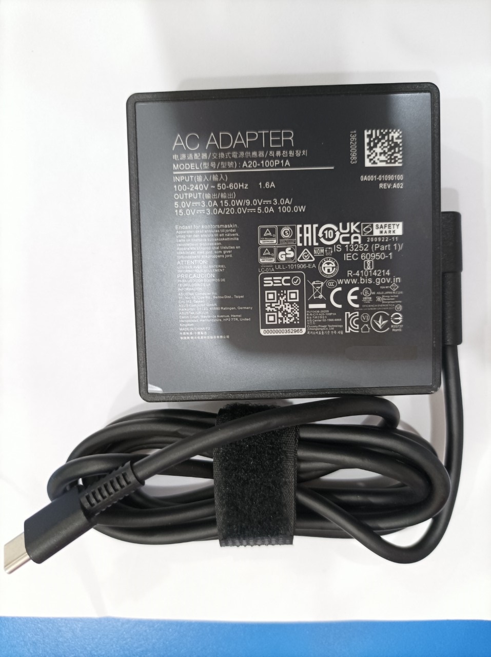 Sạc dành cho Laptop ASUS 100W USB C Adapter Type C Charger for ASUS ROG Zephyrus G14 G15 M16 S17