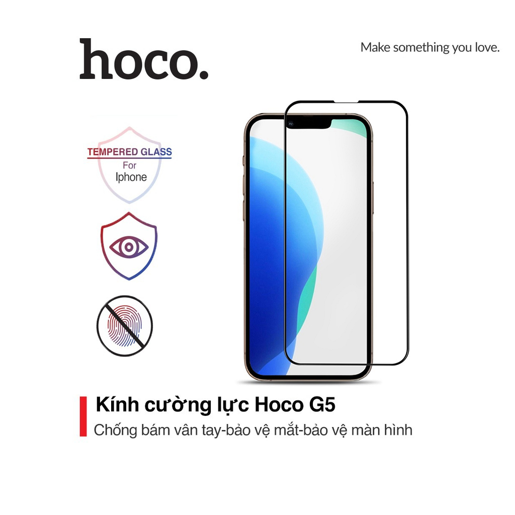 Kính cường lực Hoco G5 chống bám vân tay bảo vệ màn hình điện thoại iPhone 13 Pro Max - Hàng chính hãng