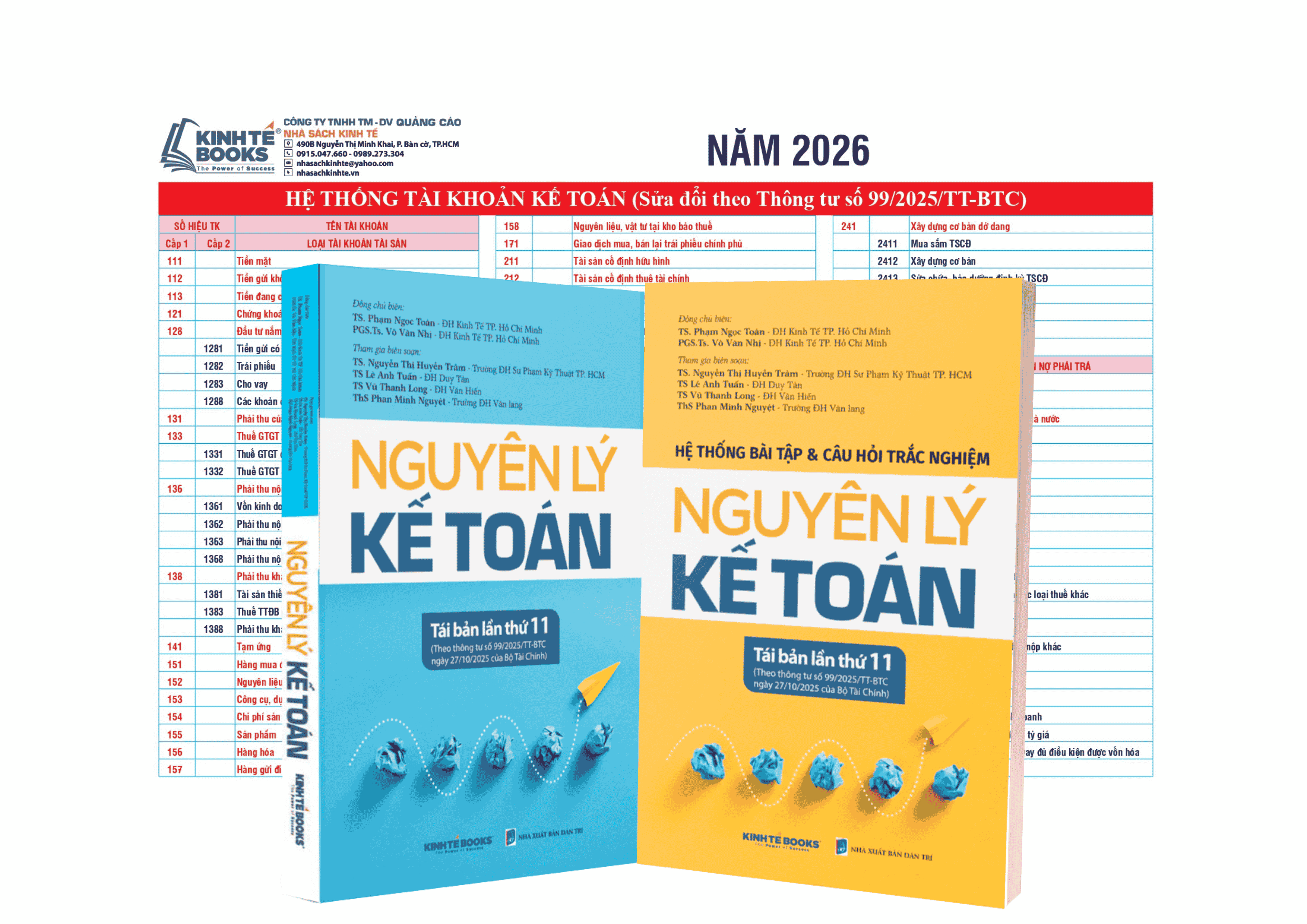 Combo-Nguyên Lý Kế Toán + Bài Tập &amp; Câu Hỏi Trắc Nghiệm Nguyên Lý Kế Toán + Bảng Hệ Thống (Theo Thông Tư Số 99/2025/TT)