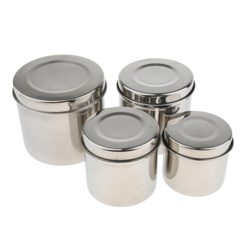 Premium Stainless Steel Cotton Medicine Disinfection Tank Alcohol Sterilizing Container Box Jar with Cap - Dia 8-12cm